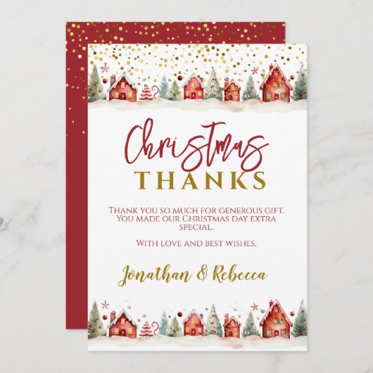 Kerstmis Bedankkaart (Voorkant / Achterkant)