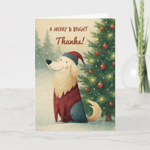Kerstmis Bedankt Goud Retriever in Kerstman Hoed Kaart