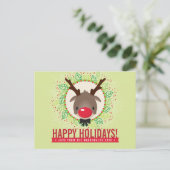 KERSTMIS BEDANKT krans rode neus rendieren rudolph Feestdagenkaart (Staand voorkant)