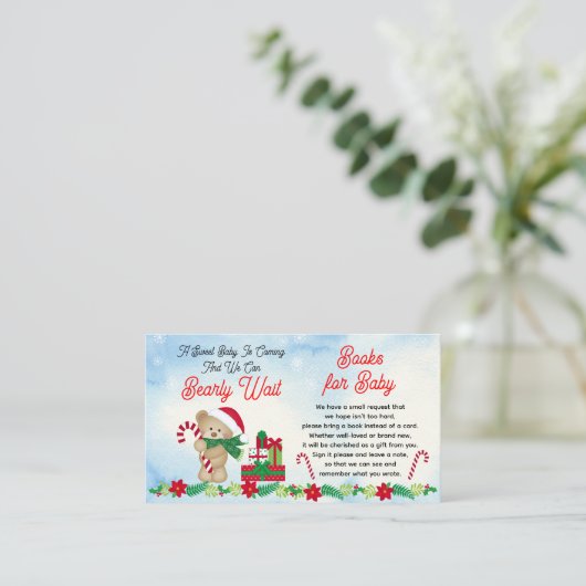 Kerstmis Beer Barly Wait Shower Book Request Informatiekaartje (Staand voorkant)
