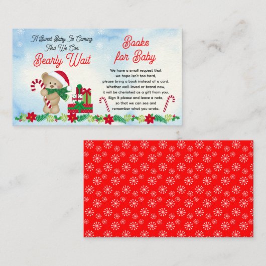 Kerstmis Beer Barly Wait Shower Book Request Informatiekaartje (Voorkant / Achterkant)
