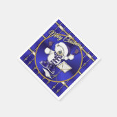 Kerstmis Beer Blue en Gold Holiday Napkins Servetten (Hoek)