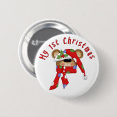 Kerstmis Beer Eerste Kerstmis Ronde Button 5,7 Cm (Voorkant /achterkant)