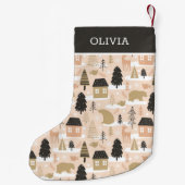 Kerstmis Beer Roze Black Gold Modern Kleine Kerstsok (Achterkant)