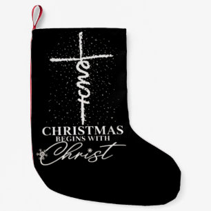 Kerstmis Begin met Christus Jezus Kruis Christelij Kleine Kerstsok