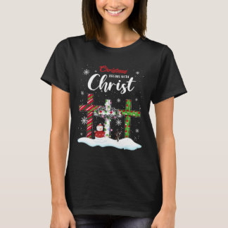 Kerstmis begint met Christelijke Christus Snowman T-shirt