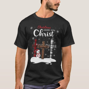 Kerstmis begint met Christelijke Christus Snowman T-shirt
