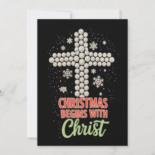 Kerstmis Begint Met Christus Christelijke Sneeuw X Feestdagenkaart