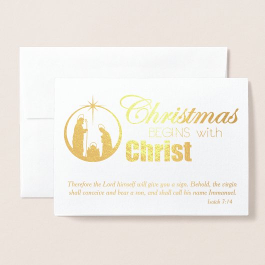 Kerstmis begint met Christus Folie Kaarten (Voorkant met envelop)