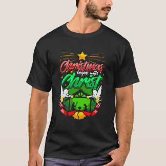 Kerstmis begint met Christus Hoodie Geboorte Jezus T-shirt