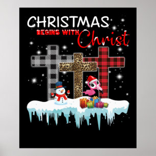 Kerstmis begint met Christus Love Flamingo Poster