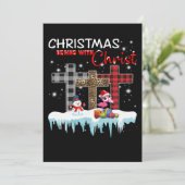 Kerstmis begint met Christus Love Flamingo Save The Date (Staand voorkant)