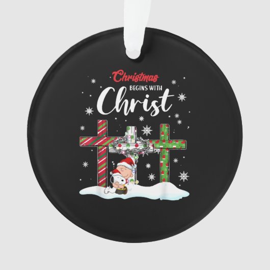 Kerstmis begint met Christus Snowman Christelijk Ornament (voorkant)