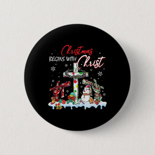 Kerstmis begint met de Christelijke honk van Chris Ronde Button 5,7 Cm