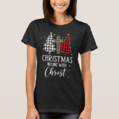 Kerstmis begint met Jezus Cross Christelijk T-shirt (Voorkant)