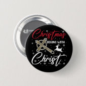 Kerstmis begint met kerst Christelijk Ronde Button 5,7 Cm (Voorkant /achterkant)
