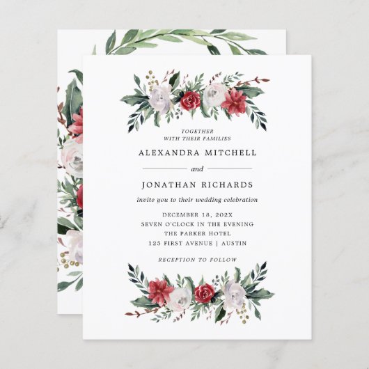 Kerstmis | BEGROTING Floral Holiday Weddenschap (Voorkant / Achterkant)