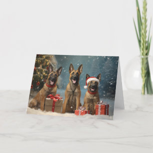 Kerstmis Belgische Malinois hond Bedankkaart