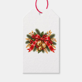 Kerstmis Bellen Rode Strik Festief Cadeaulabel