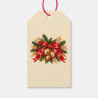 Kerstmis Bellen Rode Strik Festief Cadeaulabel