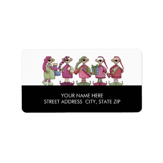 Kerstmis - Beren - mailadres Etiket (Voorkant)