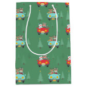 Kerstmis Beren sneeuwpoppen in auto's Medium Cadeauzakje (Voorkant)