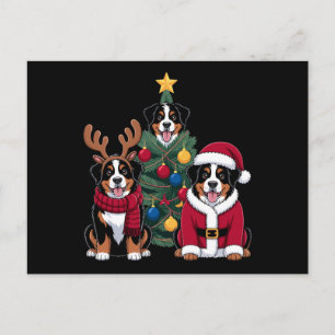 Kerstmis Berner Sennenhond Kerstman Kerstboom Feestdagenkaart