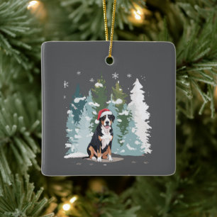 Kerstmis Berner Sennenhond Moeder Puppy Winter Keramisch Ornament
