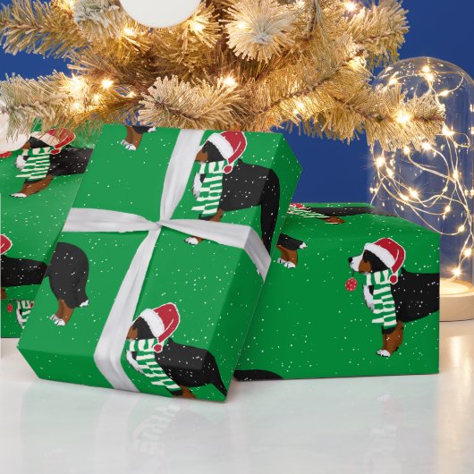 Kerstmis Bernese Mountain Holiday Dog Cadeaupapier (Feestdagen)