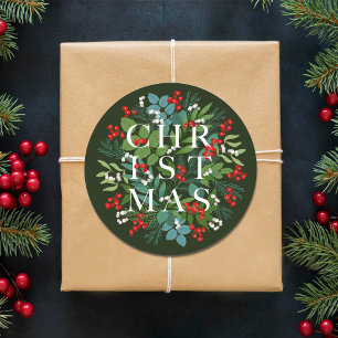 KERSTMIS bessen groene vakantie Ronde Sticker