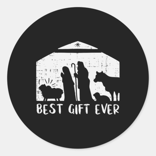 Kerstmis Beste Gift Geboorte Xmas Christelijke Man Ronde Sticker (Voorkant)