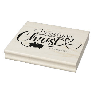 KERSTMIS BETEKENISLOOS ZONDER CHRISTUS HOUTEN RUBBERSTEMPEL
