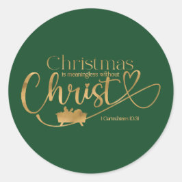 KERSTMIS BETEKENISLOOS ZONDER CHRISTUS RONDE STICKER