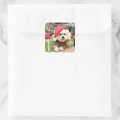 Kerstmis - Bichon Frise - Daisy Vierkante Sticker (Tas)