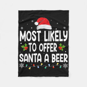 Kerstmis Biedt Kerstman Waarschijnlijk Een Bier Gr Fleece Deken