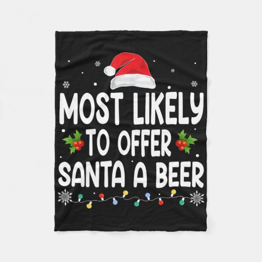 Kerstmis Biedt Kerstman Waarschijnlijk Een Bier Gr Fleece Deken (Voorkant)
