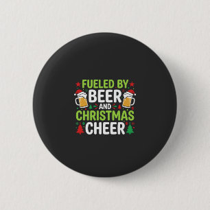 Kerstmis bier feestelijke drank vector ronde button 5,7 cm