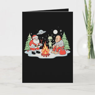 Kerstmis Bigfoot Alien Kampvuur Kerstvakantie Kaart