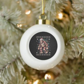 Kerstmis Bigfoot Kerstman Hoed Lelijke Trui Sasqua Keramische Bal Ornament