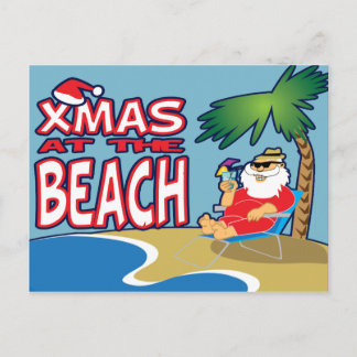 Kerstmis bij het strand-Briefkaart Feestdagenkaart