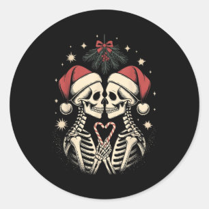 Kerstmis bijpassende gotische koppel donkere humor ronde sticker
