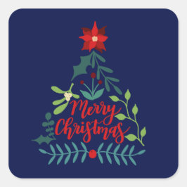 Kerstmis bladeren vierkante sticker