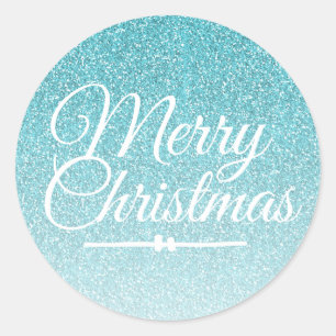 Kerstmis Blauw Glitter Ombre Enveloppe Zegel