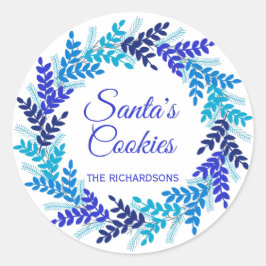 Kerstmis blauw met kerstmis ronde sticker