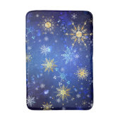 Kerstmis Blauwe Achtergrond met Gouden Sneeuwvlokk Badmat (Voorkant Verticaal)