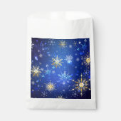 Kerstmis Blauwe Achtergrond met Gouden Sneeuwvlokk Bedankzakje (Voorkant)