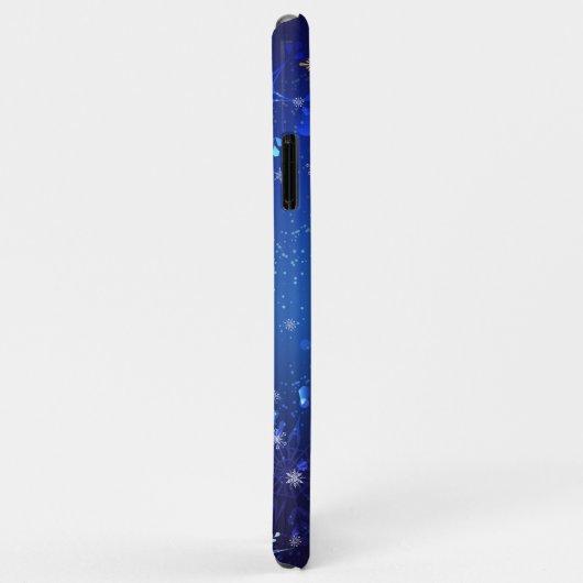 Kerstmis Blauwe Achtergrond met Gouden Sneeuwvlokk Case-Mate iPhone Case (Achterkant/rechts)