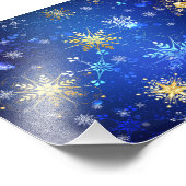 Kerstmis Blauwe Achtergrond met Gouden Sneeuwvlokk Foto Afdruk (Hoek)