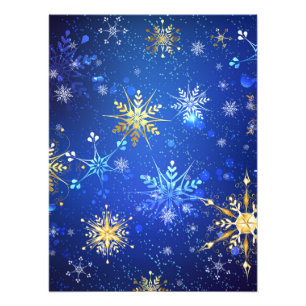 Kerstmis Blauwe Achtergrond met Gouden Sneeuwvlokk Foto Afdruk
