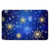 Kerstmis Blauwe Achtergrond met Gouden Sneeuwvlokk Magneet (Horizontaal)